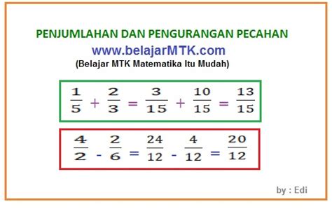 Penjumlahan Dan Pengurangan Bilangan Pecahan Riset