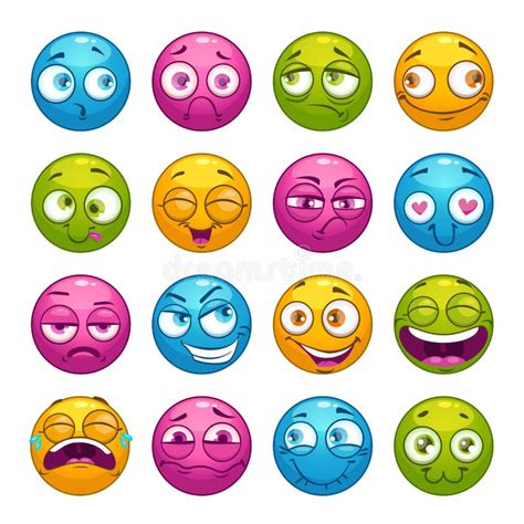 Round Vector Faces Different Emotions Stock Illustrations 145 Round