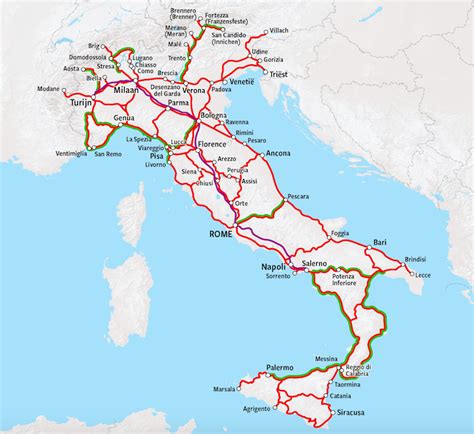 A Map With Several Roads And Major Cities In The Middle One Is Red