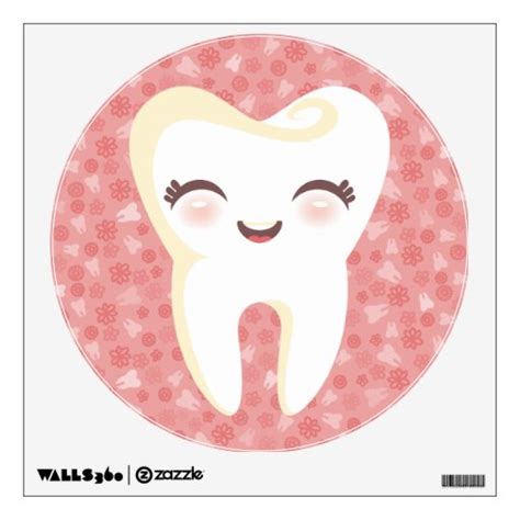 Cute Cartoon Tooth Pink Decorative Wall Decal Zazzle