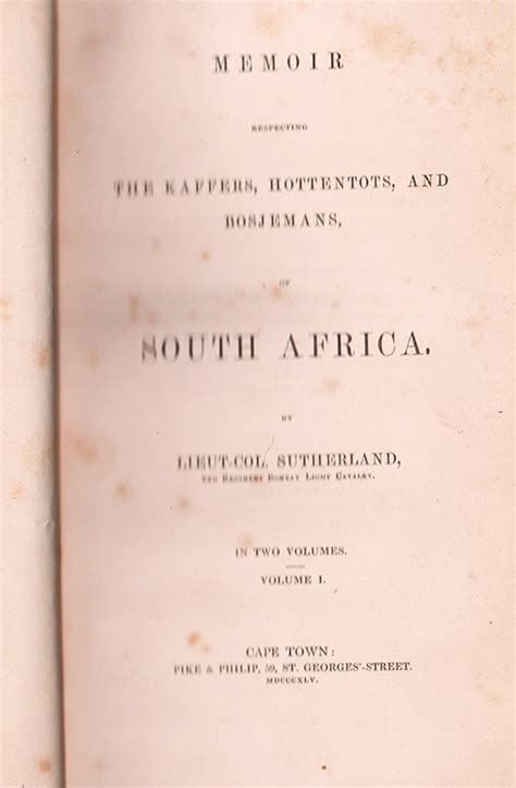 Memoir Respecting The K Rs Hottentots And Bosjemans Of South Africa Auction 69