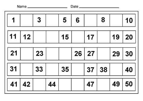 Kindergarten worksheets for numbers 1 50 numbers assessments. 4 Best Printable Number 1 50 Worksheet - printablee.com