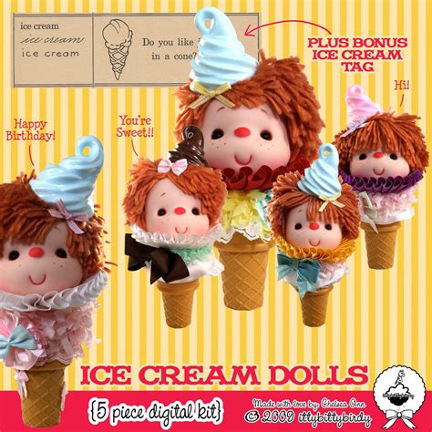 Ittybittybirdy Chelsea Ann Ice Cream Dolls