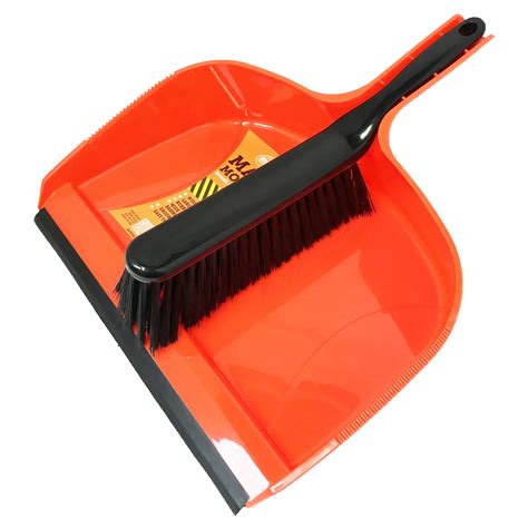 Maxi Large Dust Pan Set Orangeblack Ad037 Brownbrush