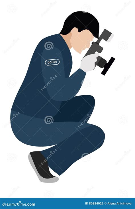 Flat Illustration Murder Investigation Forensic Scientist On A White