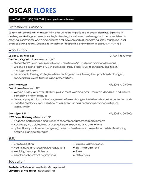 Professional Event Planning Resume Examples