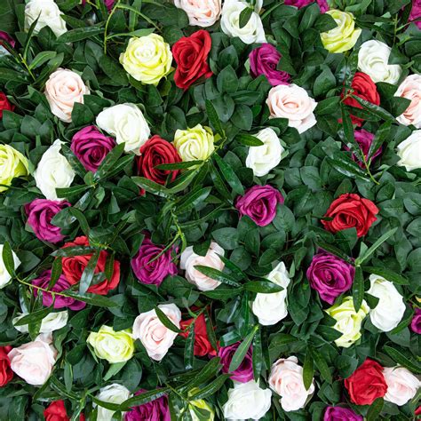 Mixed Rose And Greenery Flower Wall Panels Amazing Floral Backdrop
