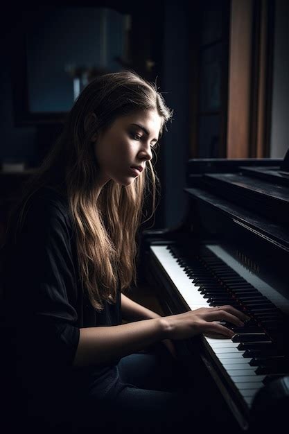Premium Ai Image Shot Of A Young Woman Playing The Piano