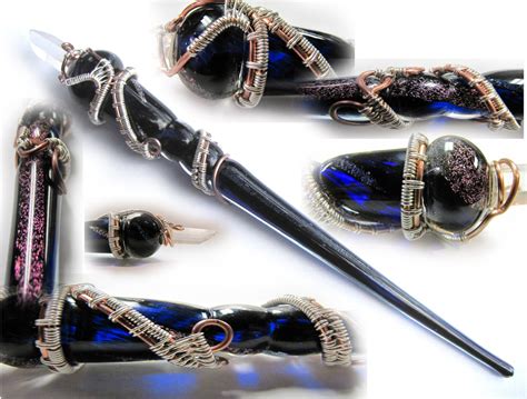 cobalt dichroic copper and silver glass magic wand 225 merlin s realm