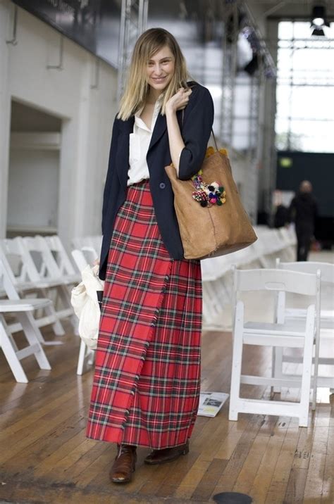 Tartan Maxi Skirt 7 Tartan Street Style Looks To Inspire Your