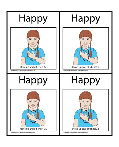 Wall Chart Book 12 Signs For Emotions Asl Teaching Resources
