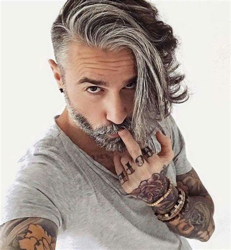 Love the colour and the texture dyed hair men mens. Pin by Dina Vigil on Hello Gorgeous! | Grey hair men, Long ...