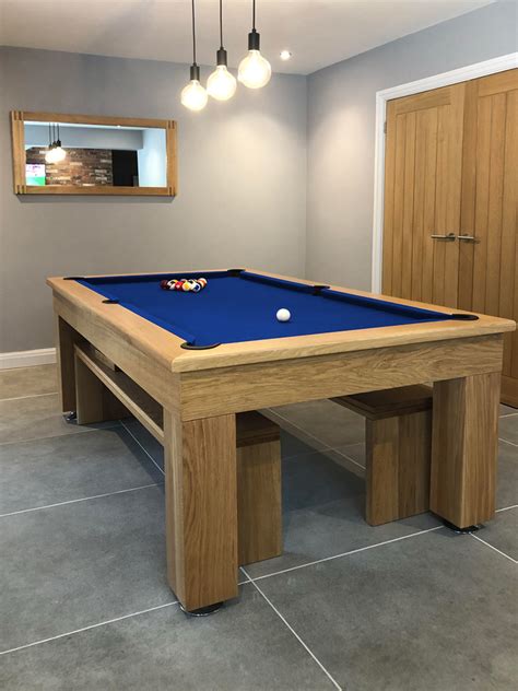 New 6ft 7ft 8ft Slate Bed Solid Oak Artisan Pool Dining Table For