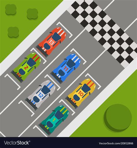 Race Car Sport Track Curve Road Top View Vector Image