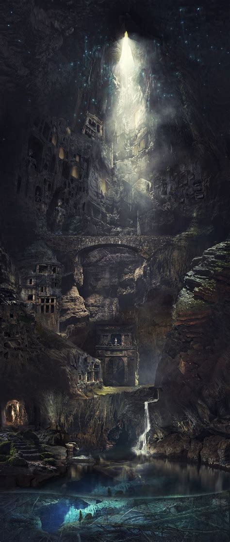Ancient City In The Cave Abyss By Silents Kung Plakat Ilustracje