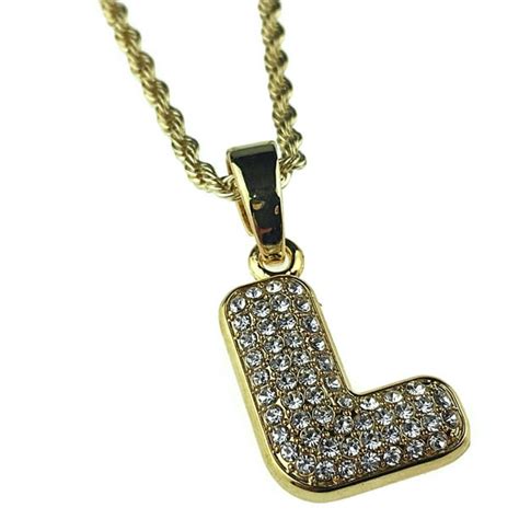 14k Gold Plated Micro Letter L Rope Chain Initial Pendant Monogram Name