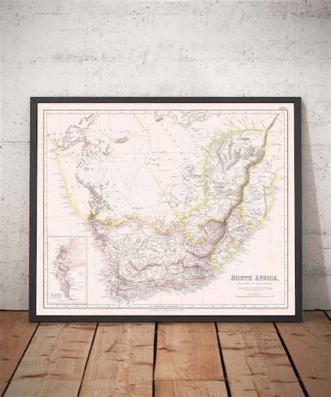 Old Map Of South Africa 1860 British And Dutch Cape Colony Etsy