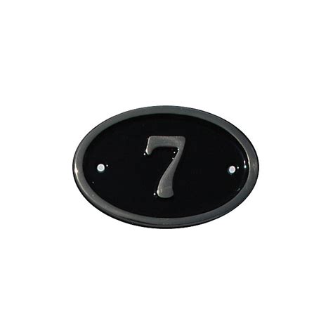 The House Nameplate Company Polished Black Brass Oval House Number 7