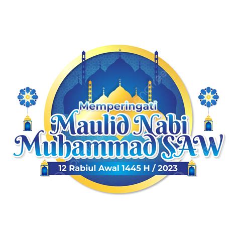 Greeting Card Of Maulid Nabi 1445 H Year 2023 Vector Birthday Of The