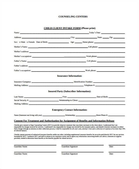 Free 48 Counseling Forms In Pdf Ms Word