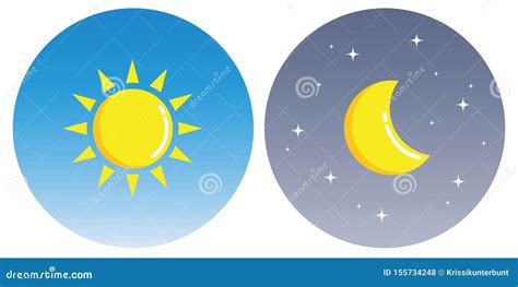 Sun Und Mond Mit Wolken Im Konzept Des Kreises Tag Und Nacht Vektor