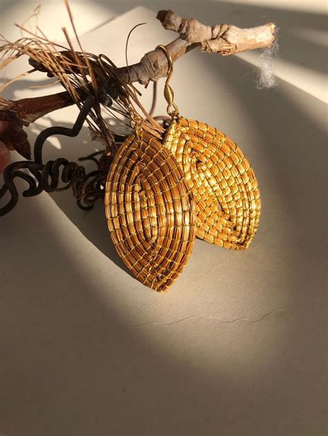 Light Weight Capim Dourado Antiallergic Golden Grass Earrings With Golden Silk Etsy Me