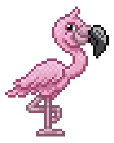 Flamingo Oiseau Pixel Art Vidéo Jeu Animal Dessin Animé Illustration De