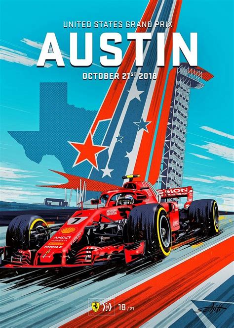 The french grand prix has been held at 16 different venues since the inaugural event took place well over a century ago in 1906. 2018 USGP - Scuderia Ferrari poster for the United States ...