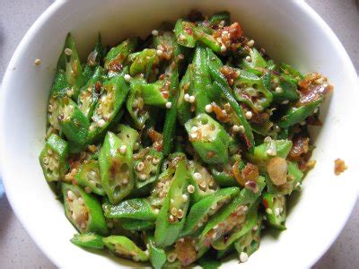 Okra, deft, ochro, tidied, bhindi, bhendi, vegetable, nutmeg vegetables. RESEPI NENNIE KHUZAIFAH: Kacang bendi goreng belacan