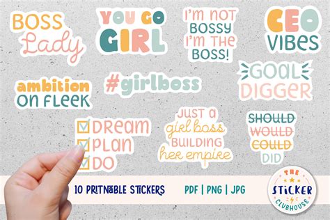 Girl Boss Sticker Bundle Graphic By Thestickerclubhouse · Creative Fabrica
