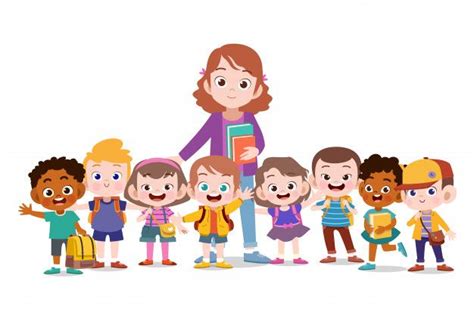 Animating elements with svg.js is simple. Teacher With Kids School | Kids vector, Teacher cartoon ...