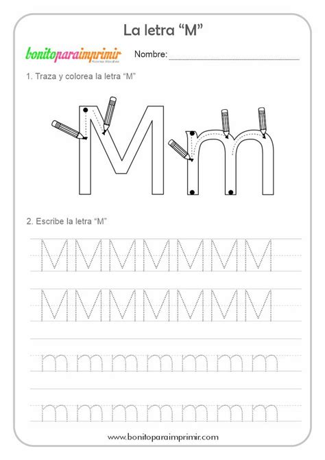 Aprender La Letra M Bonito Para Imprimir