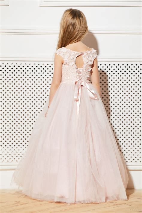 Blush Pink Flower Girl Dress Creame Lace Satin Guipure Tulle Etsy