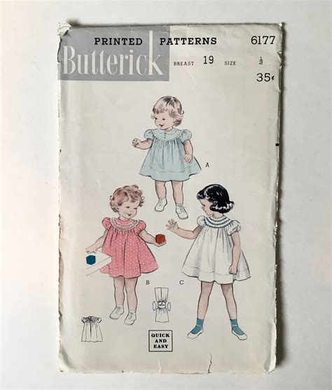 Butterick 6177 Toddler Dress Pattern Vintage Baby Dress Etsy