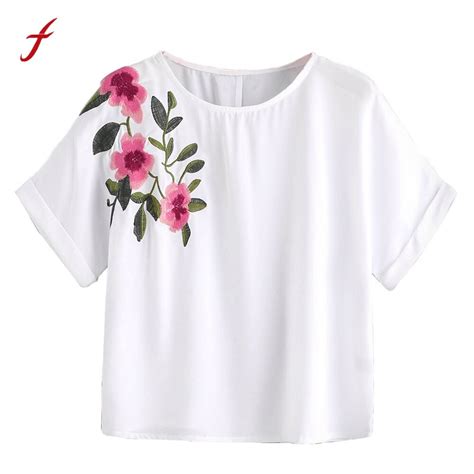 Summer Shirt For Women With Embroidery Flower T Shirt For Women Summer