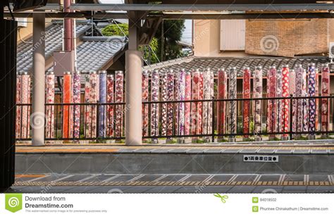 600 Illuminated Poles At Randen Arashiyama Station Editorial