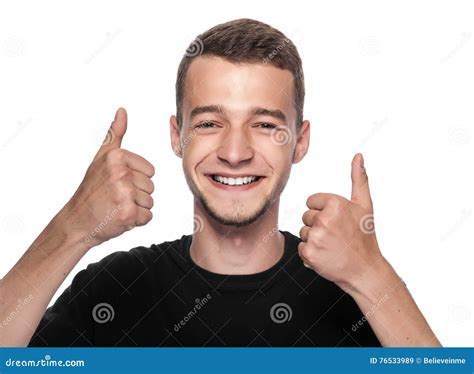Man Showing A Thumbs Up Stock Image Image Of Nude Chest 76533989