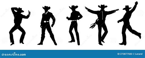 Silhouette Of Cowboys Dancing At The Country Music Festival Vector