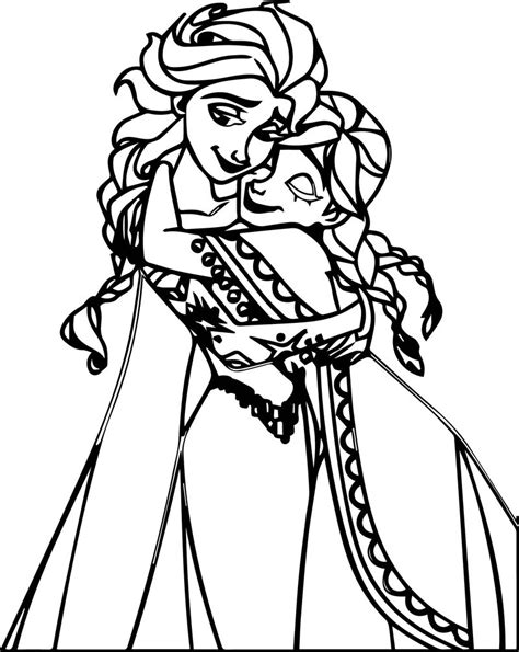 The free coloring sheets found here are fun for kids to print and color. Anna And Elsa Hugging Coloring Pages - Coloring Ideas
