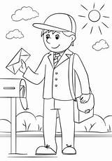 Coloring Mail Carrier Printable Community Helpers Drawing Dot Categories sketch template