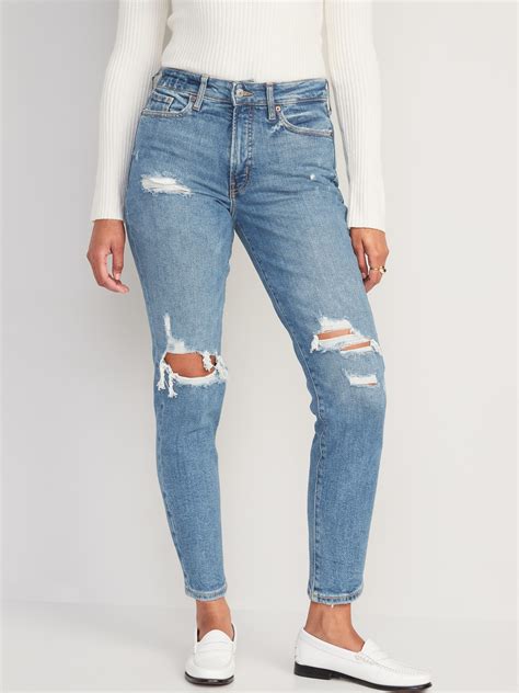 high waisted o g straight ripped jeans for women old navy
