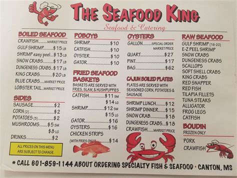 Menu At Seafood King Restaurant Canton