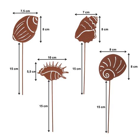 Gartenstecker Rost Muscheln 4er Set 9 95