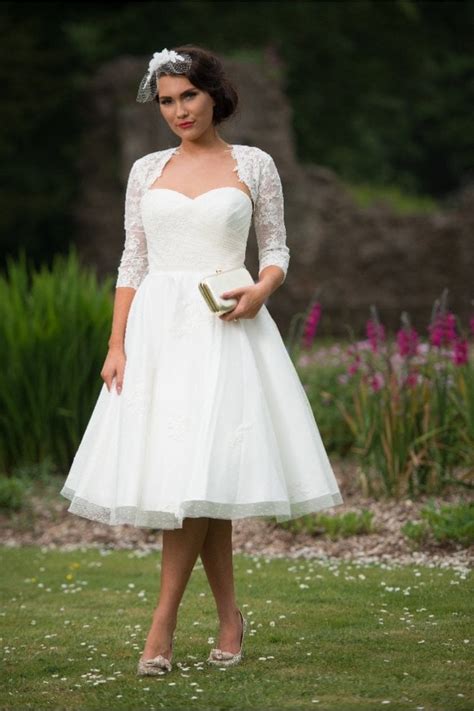 Timeless Chic Elizabeth Tea Length 1950s Polka Dot Short Wedding Dress