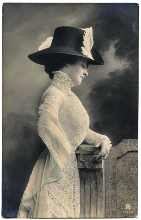 old photo edwardian lady with fancy hat the graphics fairy