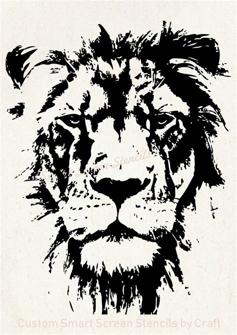 Hand Drawn Lions Head Silkscreen Stencil Reusable Etsy Lion