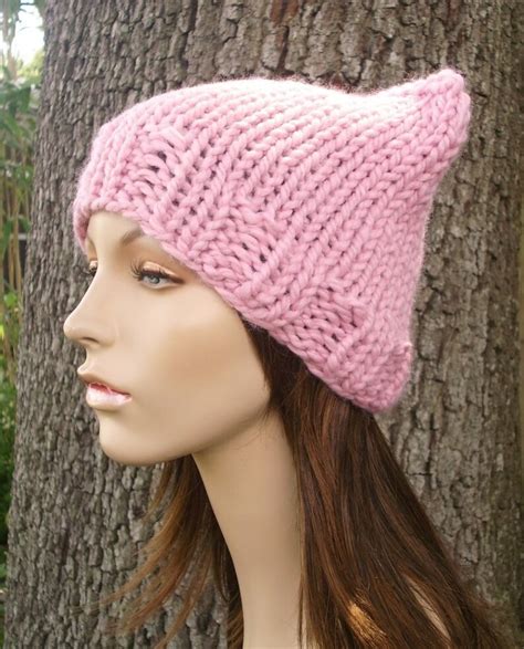 Pink Pussyhat Pink Pussy Hat Pink Cat Hat Chunky Knit Hat Etsy