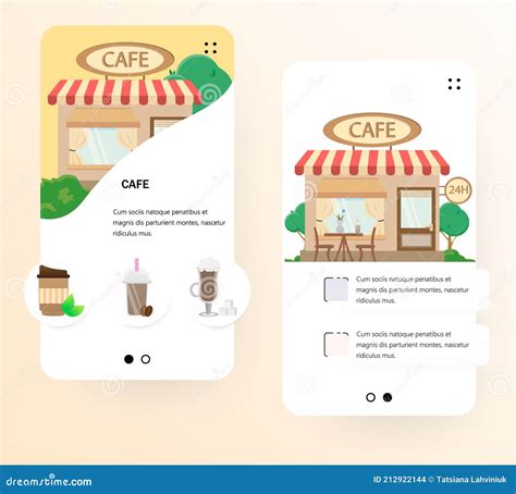 Plantilla De Pantallas Incorporadas De Café Ilustración del Vector