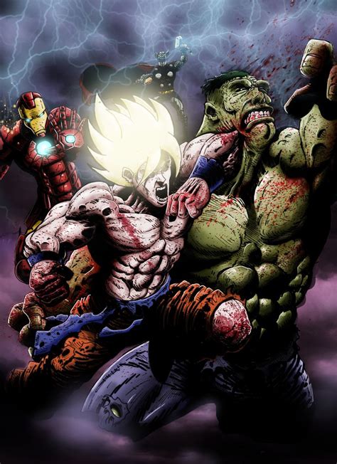 goku  avengers  zombie  deviantart hulk thor ironman goku