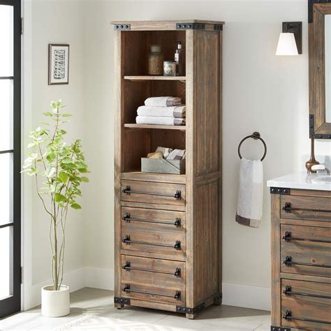 18 Benoist Bathroom Linen Storage Cabinet Gray Wash Pine Linen